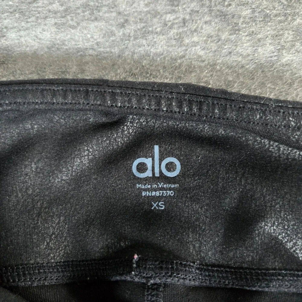 Alo Womens Black Crackle Moto High Waist Leggings XS